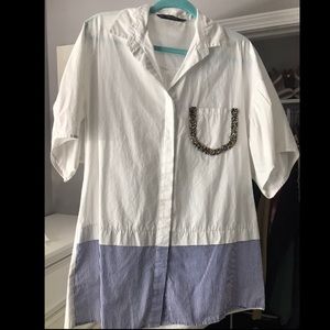 Zara button down puff-sleeved shirt